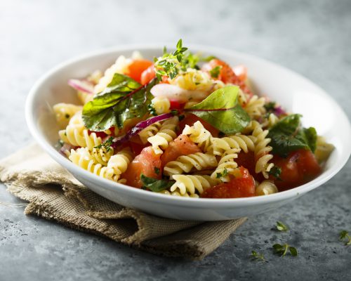 Healthy pasta salad with vegetables